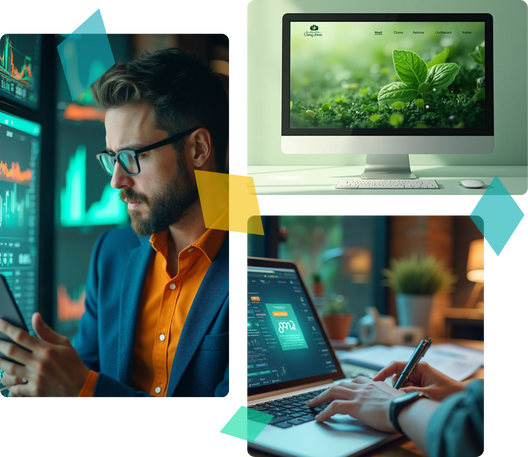 A team lead focused on his device checking a custom-built website by the Techwebsters team